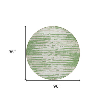 5' X 8' Green And Ivory Striped Washable Indoor Outdoor Area Rug