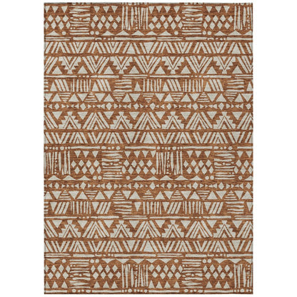 3' X 5' Terra Cotta And Beige Southwestern Washable Indoor Outdoor Area Rug