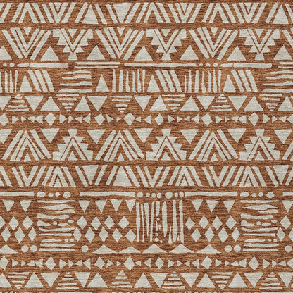 3' X 5' Terra Cotta And Beige Southwestern Washable Indoor Outdoor Area Rug
