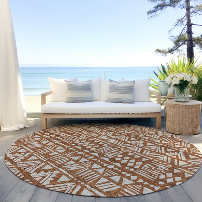 3' X 5' Terra Cotta And Beige Southwestern Washable Indoor Outdoor Area Rug