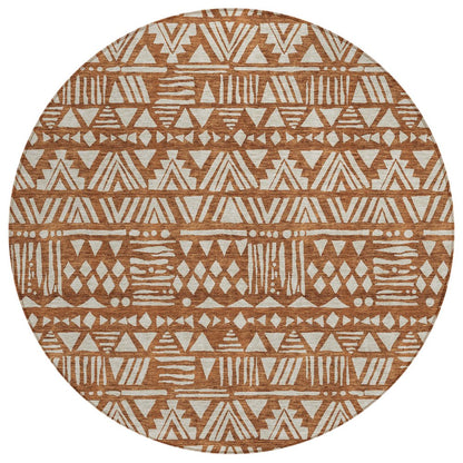 3' X 5' Terra Cotta And Beige Southwestern Washable Indoor Outdoor Area Rug