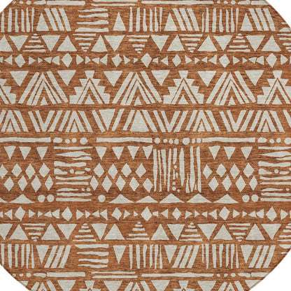 3' X 5' Terra Cotta And Beige Southwestern Washable Indoor Outdoor Area Rug