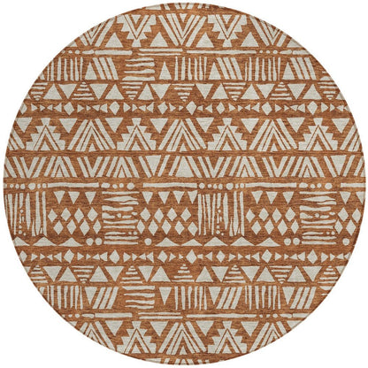 3' X 5' Terra Cotta And Beige Southwestern Washable Indoor Outdoor Area Rug