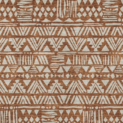 3' X 5' Terra Cotta And Beige Southwestern Washable Indoor Outdoor Area Rug