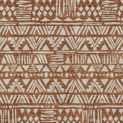 3' X 5' Terra Cotta And Beige Southwestern Washable Indoor Outdoor Area Rug