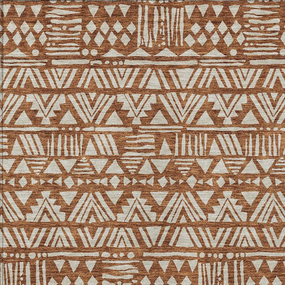 3' X 5' Terra Cotta And Beige Southwestern Washable Indoor Outdoor Area Rug