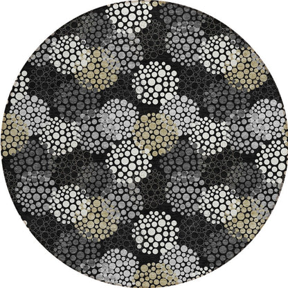 3' X 5' Black Gray And Ivory Polka Dot Washable Indoor Outdoor Area Rug