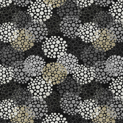 3' X 5' Black Gray And Ivory Polka Dot Washable Indoor Outdoor Area Rug