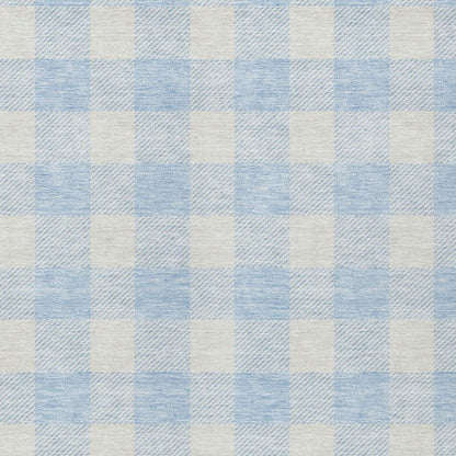 3' X 5' Sky Blue And Gray Plaid Washable Indoor Outdoor Area Rug