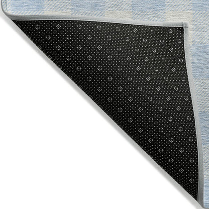 3' X 5' Sky Blue And Gray Plaid Washable Indoor Outdoor Area Rug
