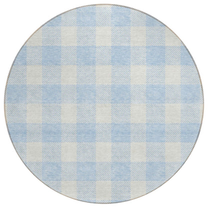 3' X 5' Sky Blue And Gray Plaid Washable Indoor Outdoor Area Rug