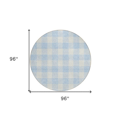 3' X 5' Sky Blue And Gray Plaid Washable Indoor Outdoor Area Rug