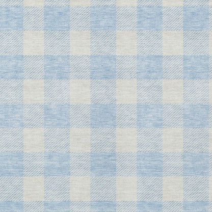3' X 5' Sky Blue And Gray Plaid Washable Indoor Outdoor Area Rug