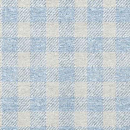 3' X 5' Sky Blue And Gray Plaid Washable Indoor Outdoor Area Rug