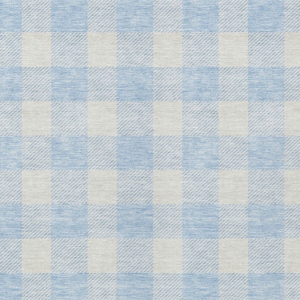 3' X 5' Sky Blue And Gray Plaid Washable Indoor Outdoor Area Rug