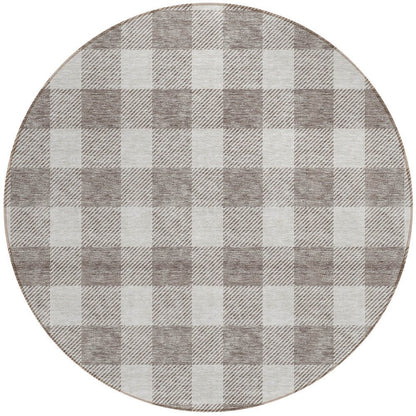 3' X 5' Taupe And Gray Plaid Washable Indoor Outdoor Area Rug