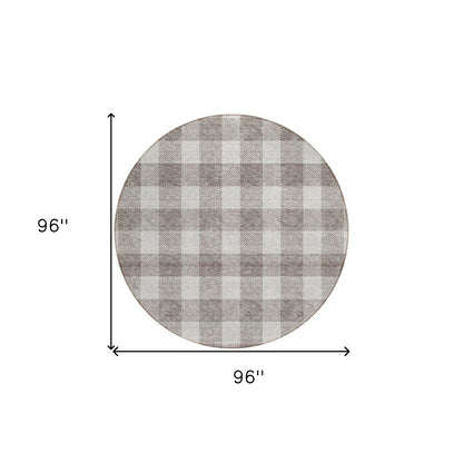 3' X 5' Taupe And Gray Plaid Washable Indoor Outdoor Area Rug