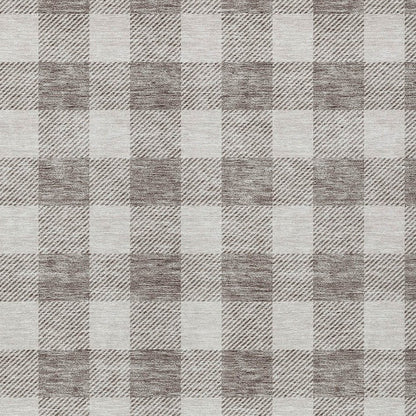 3' X 5' Taupe And Gray Plaid Washable Indoor Outdoor Area Rug