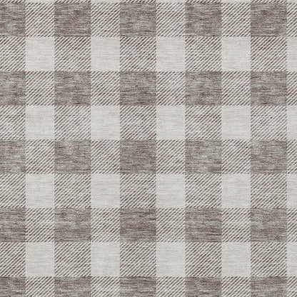 3' X 5' Taupe And Gray Plaid Washable Indoor Outdoor Area Rug