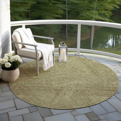 5' X 8' Green Beige And Brown Abstract Washable Indoor Outdoor Area Rug