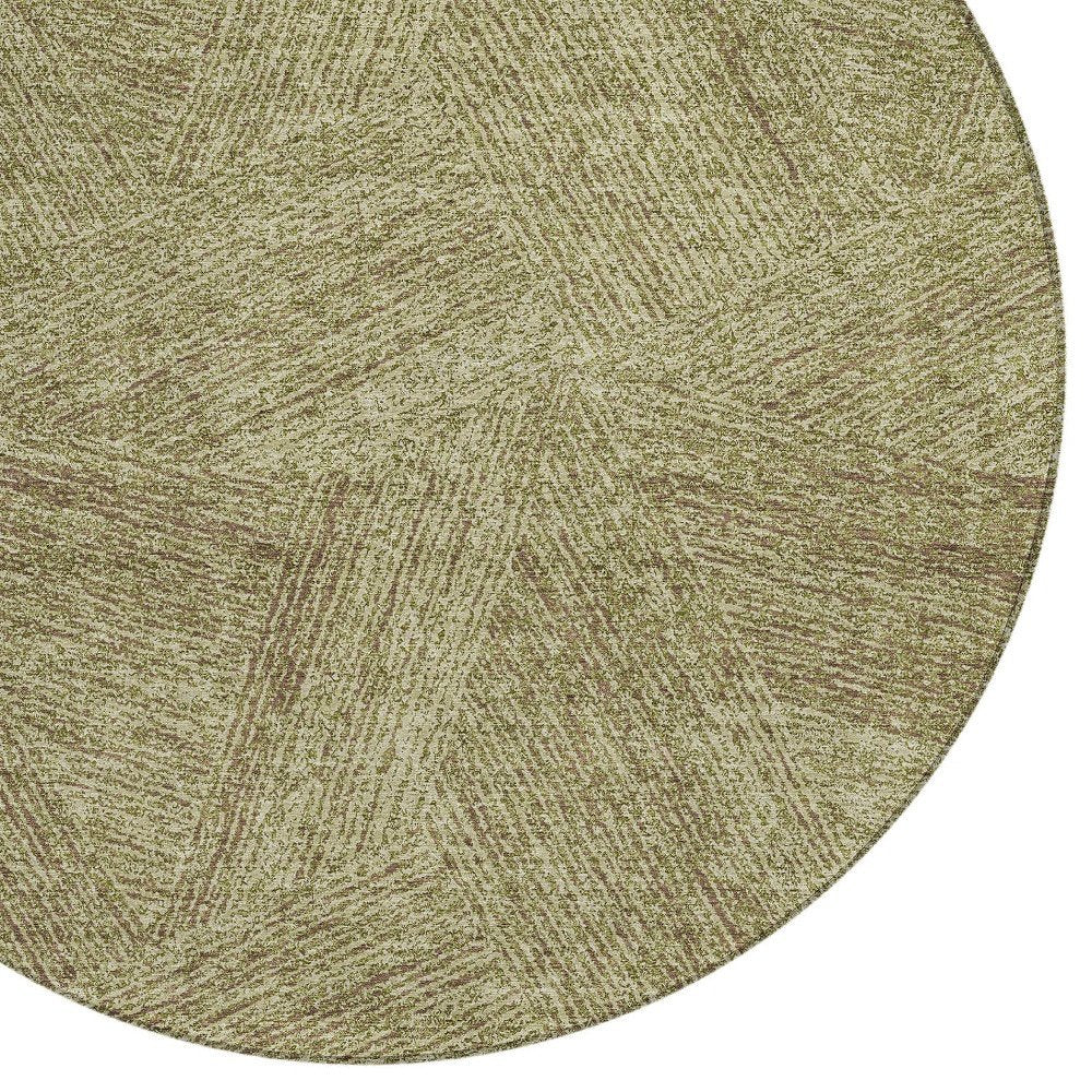 5' X 8' Green Beige And Brown Abstract Washable Indoor Outdoor Area Rug