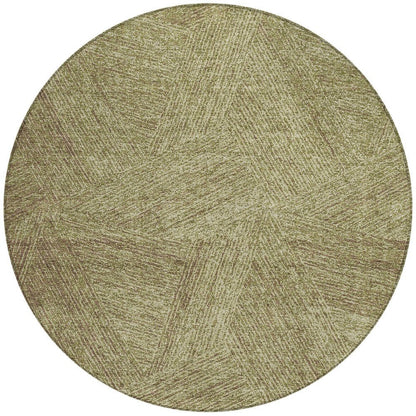 5' X 8' Green Beige And Brown Abstract Washable Indoor Outdoor Area Rug