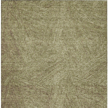 5' X 8' Green Beige And Brown Abstract Washable Indoor Outdoor Area Rug