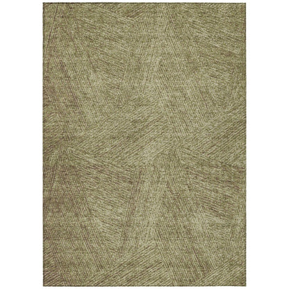 5' X 8' Green Beige And Brown Abstract Washable Indoor Outdoor Area Rug