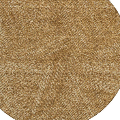 3' X 5' Gold Brown And Ivory Abstract Washable Indoor Outdoor Area Rug