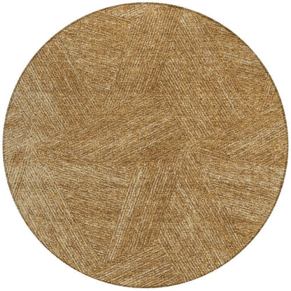 3' X 5' Gold Brown And Ivory Abstract Washable Indoor Outdoor Area Rug