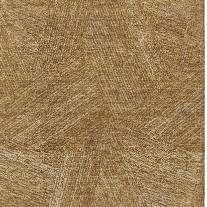 3' X 5' Gold Brown And Ivory Abstract Washable Indoor Outdoor Area Rug