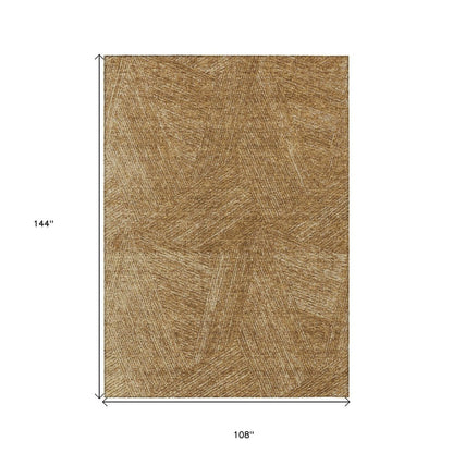 3' X 5' Gold Brown And Ivory Abstract Washable Indoor Outdoor Area Rug