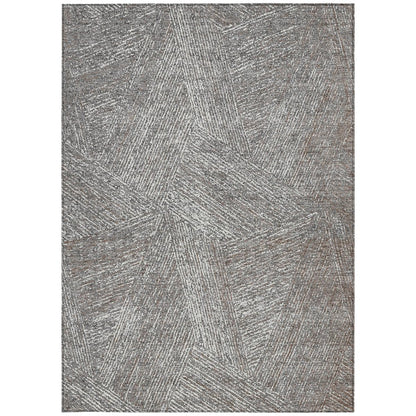 3' X 5' Gray Brown And Ivory Abstract Washable Indoor Outdoor Area Rug