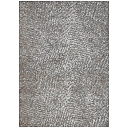 3' X 5' Gray Brown And Ivory Abstract Washable Indoor Outdoor Area Rug