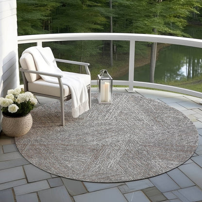 3' X 5' Gray Brown And Ivory Abstract Washable Indoor Outdoor Area Rug