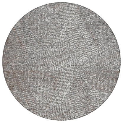 3' X 5' Gray Brown And Ivory Abstract Washable Indoor Outdoor Area Rug