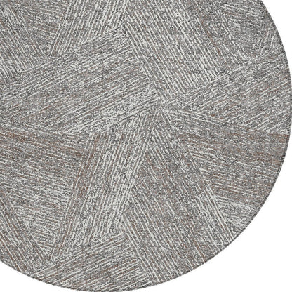 3' X 5' Gray Brown And Ivory Abstract Washable Indoor Outdoor Area Rug