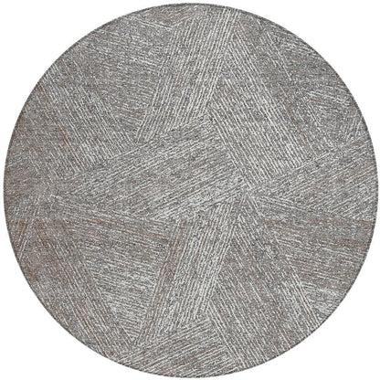 3' X 5' Gray Brown And Ivory Abstract Washable Indoor Outdoor Area Rug