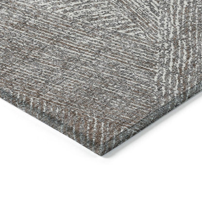 3' X 5' Gray Brown And Ivory Abstract Washable Indoor Outdoor Area Rug