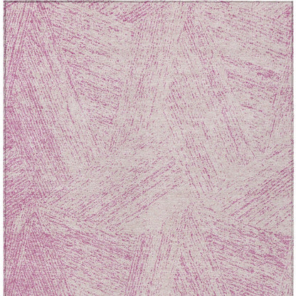 3' X 5' Pink And Ivory Abstract Washable Indoor Outdoor Area Rug