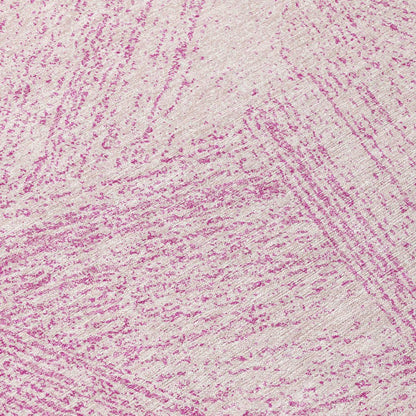 3' X 5' Pink And Ivory Abstract Washable Indoor Outdoor Area Rug