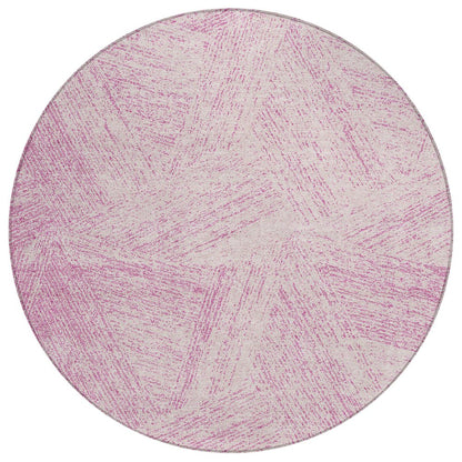 3' X 5' Pink And Ivory Abstract Washable Indoor Outdoor Area Rug