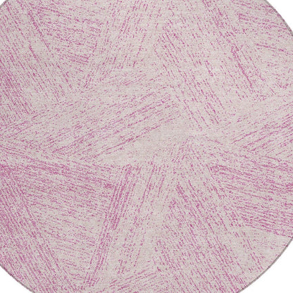 3' X 5' Pink And Ivory Abstract Washable Indoor Outdoor Area Rug