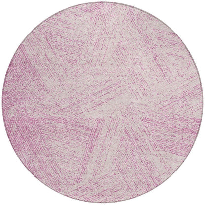 3' X 5' Pink And Ivory Abstract Washable Indoor Outdoor Area Rug