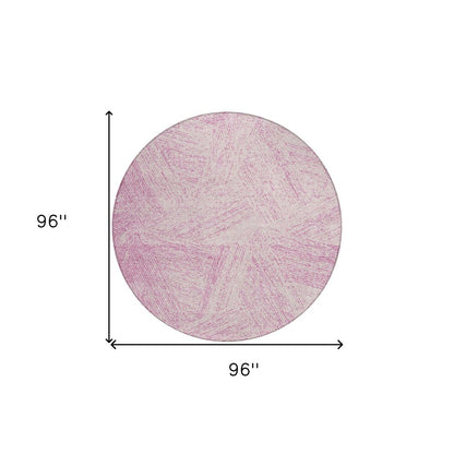 3' X 5' Pink And Ivory Abstract Washable Indoor Outdoor Area Rug