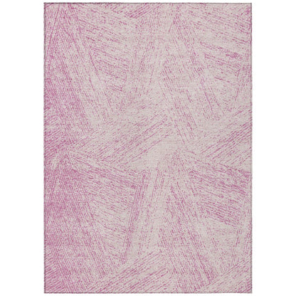 3' X 5' Pink And Ivory Abstract Washable Indoor Outdoor Area Rug