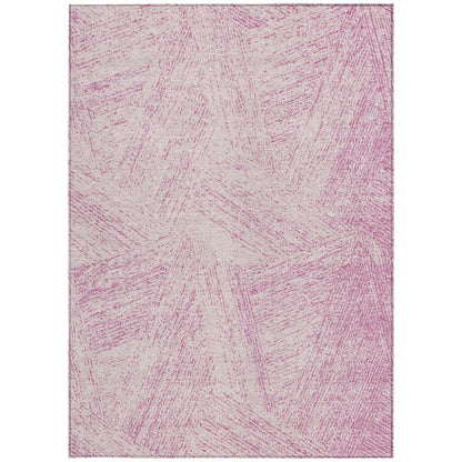 3' X 5' Pink And Ivory Abstract Washable Indoor Outdoor Area Rug