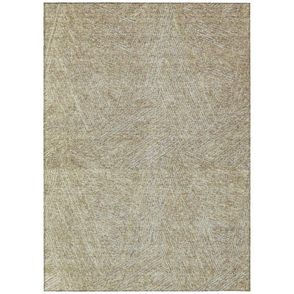 3' X 5' Ivory And Brown Abstract Washable Indoor Outdoor Area Rug