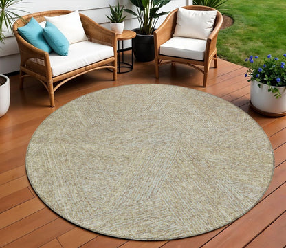 3' X 5' Ivory And Brown Abstract Washable Indoor Outdoor Area Rug