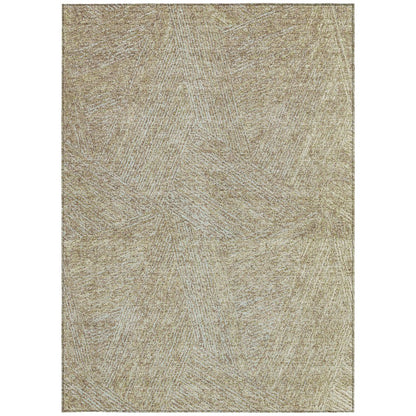 3' X 5' Ivory And Brown Abstract Washable Indoor Outdoor Area Rug
